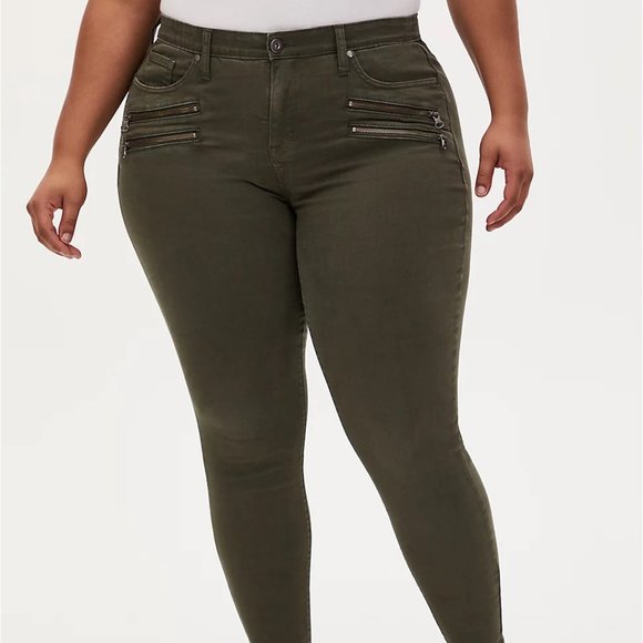 Size 16R Torrid Sky High Skinny Jean - Super Soft Olive Green